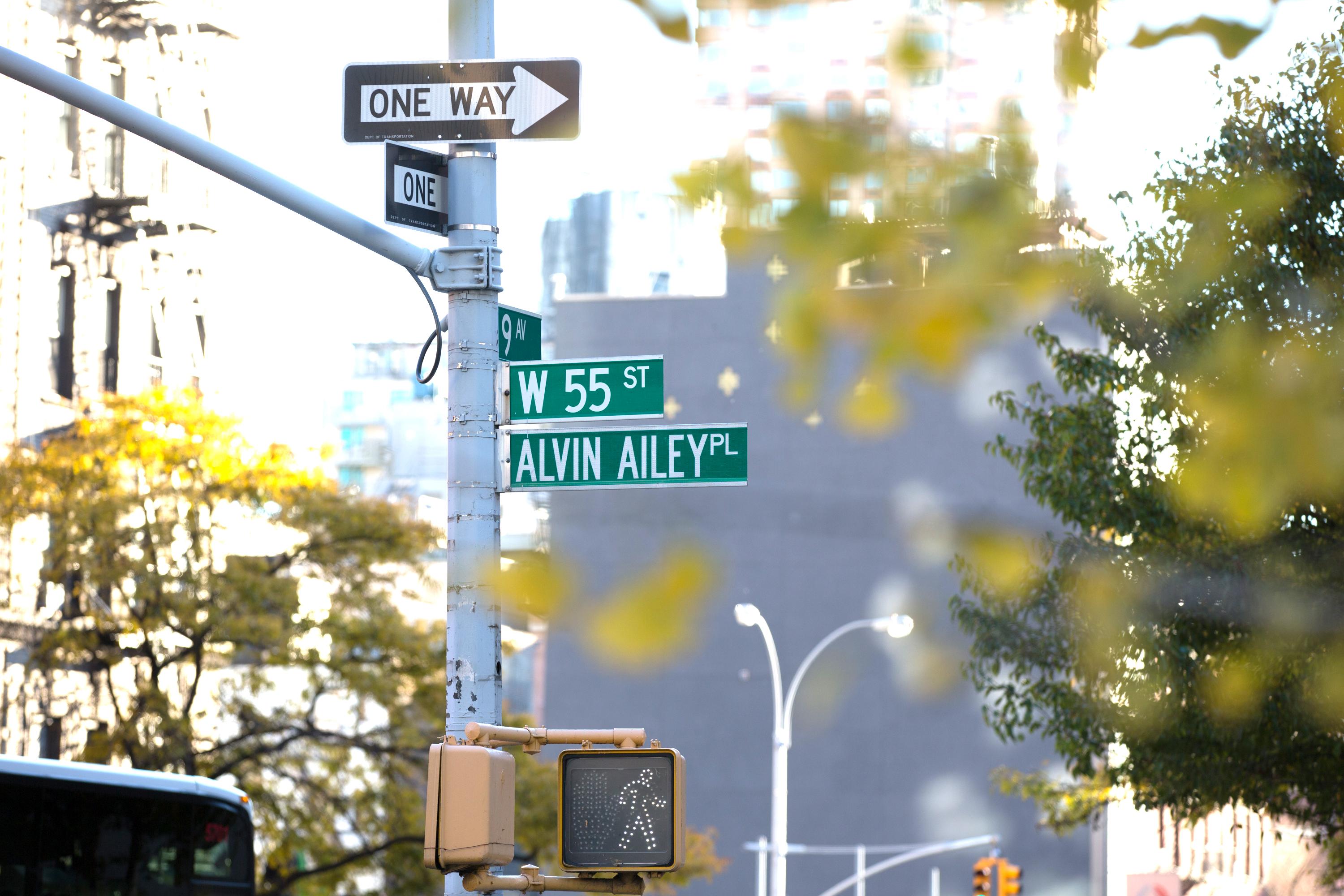 Outside view of Alvin Ailey street sign