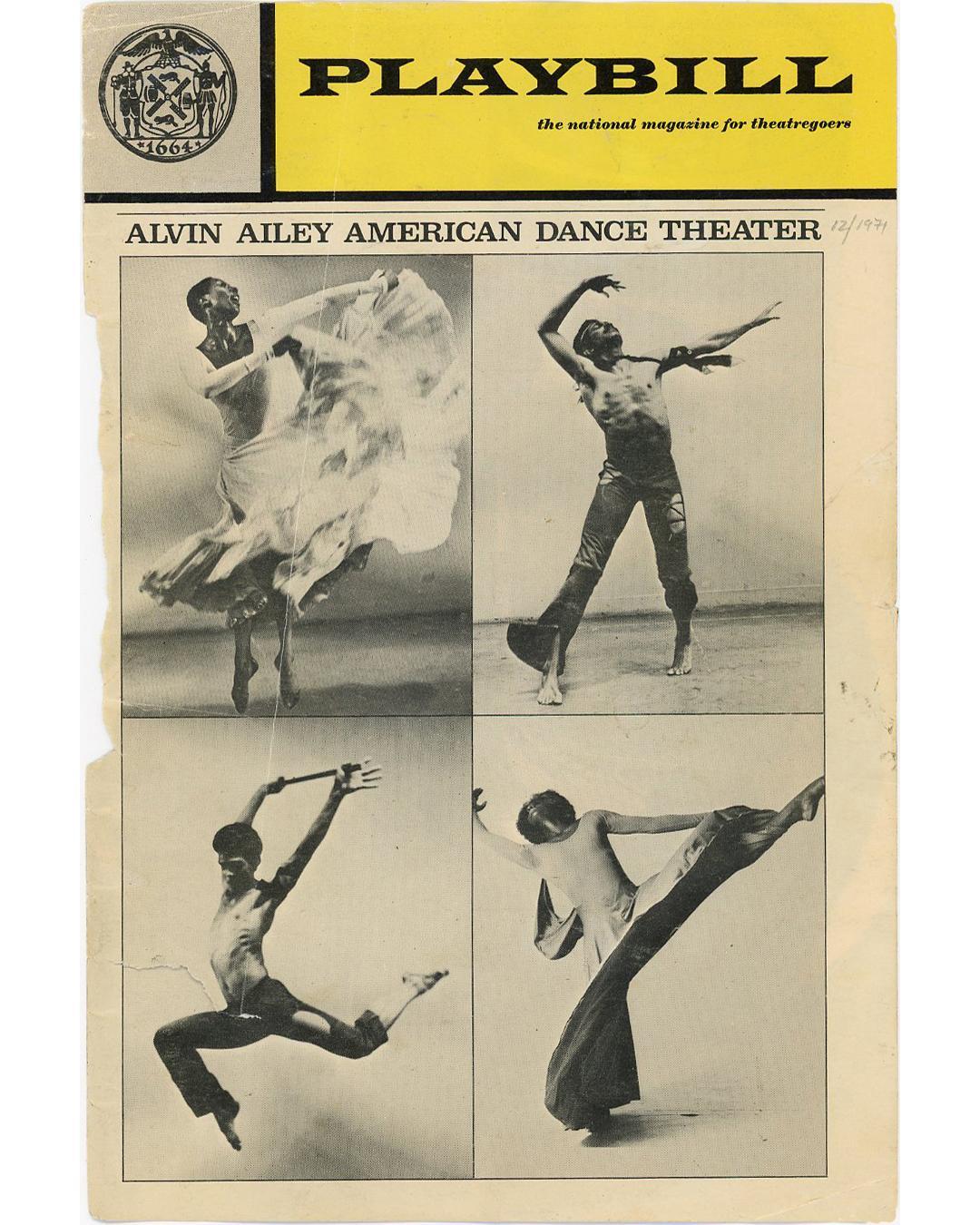 Alvin Ailey American Dance Theater program book from a 1971 New York City Center performance